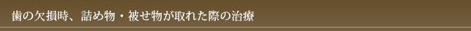 歯の欠損時、詰め物・被せ物が取れた際の治療